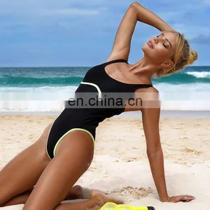 Hot Sale OEM 2022 Swimwear Custom Black Bathing Suits For Women Tummy Control Swimwear High Leg High Cut One Piece Swimsuit thumbnail-4