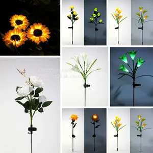 Outdoor Solar Garden Lamp Christmas Decoration Ip65 Waterproof Multi-Color Changing Led Solar Lily Flower Lights thumbnail-1