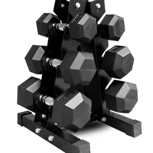 Hexagonal Dumbbell Set With 3 Layer Rack 2.5kg 5kg 7.5kg Rubber Hex Dumbbells thumbnail-1