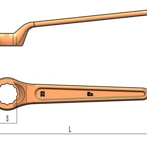 Non-Sparking Offset Single Box Wrench,Offset Design,Single Box End,Hazardous-Area Suitable thumbnail-2