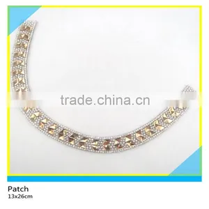 Yellow Octagon Ceramic Patch Hotfix Ceramic Mix Rhienstone Applique 10.5x25.5cm thumbnail-3