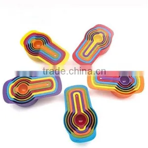 Amazon Supply FDA Approved Rainbow Plastic Powder Carved Measuring Spoons and Cups Set of 6pcs 138g ABS Measuring Spoons thumbnail-1