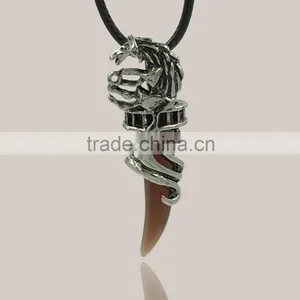 Stainless Steel Mens Wolf Tooth Tribal 5 Colors Pendant Necklace thumbnail-5