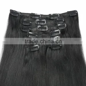 Unprocessed Indian Natural Black Clip in Hair Extensions Supplier's Choice thumbnail-3