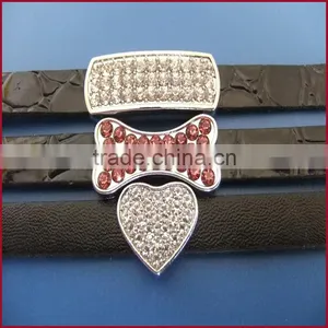 10mm Full Diamond Double Heart Shaped Slide Charms Diy Jewellery Accessories thumbnail-4