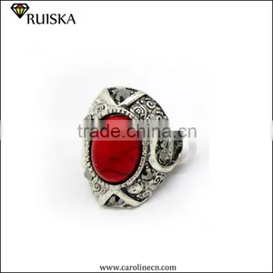 Caroline New Design Vintage Red Turquoise Stone Ring thumbnail-1