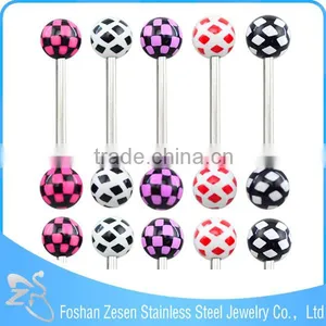 Fashionable Design Stainless Steel Custom Cheap Resin Ball Beautiful Tongue Ring thumbnail-1