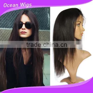 Brazilian Human Hair Font Lace Wig, 16", Straight, Natural Color thumbnail-1