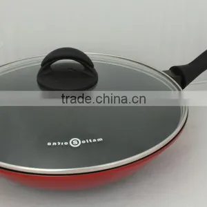 28cm Die Cast Aluminium Wok With Tempered Glass Lid thumbnail-1