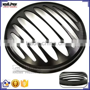 BJ-HGC-002 CNC Aluminum 7" Black Motorcycle Headlight Grill Cover For Harley thumbnail-1