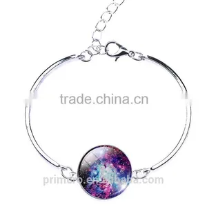 Sterling Silver Star Moon Glass Cabochon Charm Bracelets & Bangles Fashion Jewelry thumbnail-2