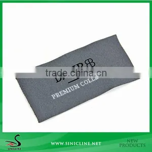 Sinicline Straight Cut Gray Back Ground Woven Brand Tag With Two Colors Customer Logo thumbnail-1