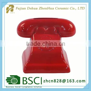 Red Telephone Decoration Home for Ceramic Coin Bank thumbnail-2