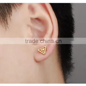 Reliable Guangzhou Jewelry Wholesalers Fashionable Jewelry 18K Gold Plated Triangle Earring Men Stud thumbnail-5