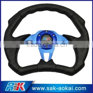 Racing Car Steering Wheel 13inch 14inch, PU Steering Wheel Flat Style thumbnail-1
