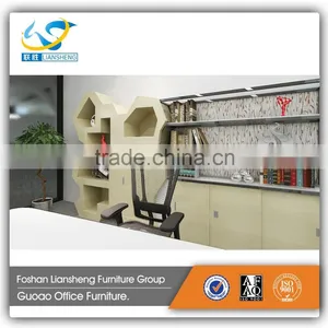 Natural Style New Design Office High MDF Wall Book Storage Shelf GFC001 thumbnail-2