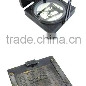 Beautiful Brass Compass - Brunt-on Compass With Wooden Box 13455 thumbnail-1
