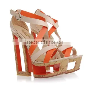 2016 Summer Colorful Purple Womens Block Heel Sandals Big Size Lady Shoes Factory Price thumbnail-3