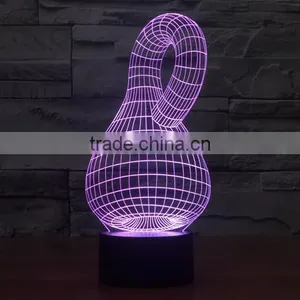 Calabash Shape 3d Optical Illusion Acrylic Led Night Light Lamp Touch Control + Battery Operated Christmas Led Lights thumbnail-6