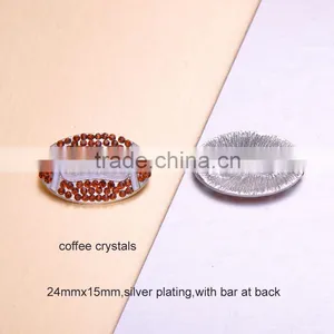 (M0931) 33mm Rhinestone Metal Buckle With Bar at Back, Coffee Crystal ,white Painted thumbnail-1