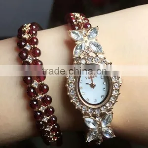 Hot Fashion Europe and America Cai Bao Jewelry 925 Silver Inlaid Natural Garnet Watch Bracelet Jewelry thumbnail-3