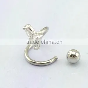 316l Stainless Steel Lip Rings Lip Jewelry With Butterfly Zircon S Bar"S"bar Unique Designs for Mouth Eyebrow Rings Helix thumbnail-2