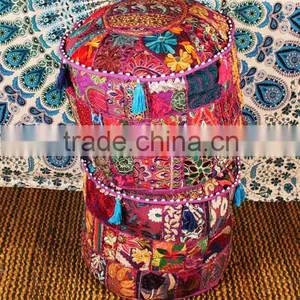 Indian Pouf Ari Patchwork Cottom Ottoman Cover Bean Bag Chair Ethnic Seating Cushion Room Decor Idea Bohemian Poof Pouffe thumbnail-4