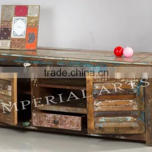 INDIAN RECYCLE WOOD TV CABINET, FOR HOME FURNITURE thumbnail-3