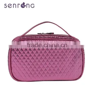 Promotional Fashionable Check Cosmetic Bag Wholesale With Handle thumbnail-3