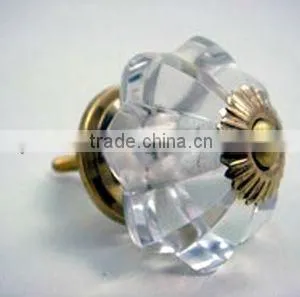 Clear Flower Glass Knob With Metal Fittings - 1.5 Inch thumbnail-1