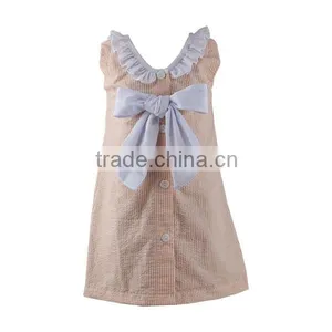 2016 Kaiyo Wholesale Children Lace Ruffle Dress Decorate With Bowknot Oem Service Princess Seersucker Dress Home Dress thumbnail-2