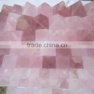 Natural Rock Pink Quartz Cut Crystal Pyramid thumbnail-4