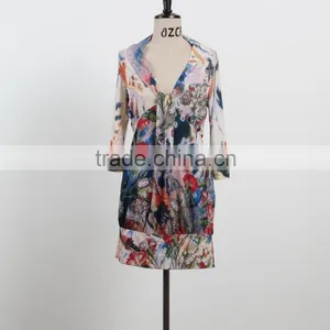 2016 Summer Dress for Mature Woman Sexy v Neck Dress Batwing Sleeve Custom Design thumbnail-5