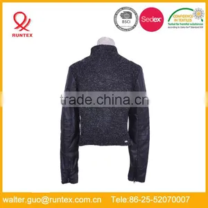 Runtex Ladies Casual Tweed Jacket With PU Sleeves RLJ077 thumbnail-2