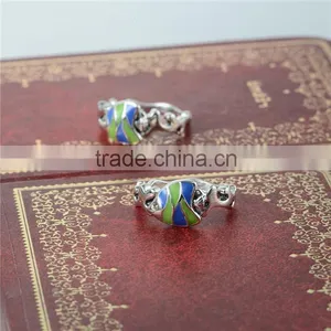 New Designer Adjustable Enamel Fish Shape Silver Ring With Rhinestone thumbnail-6