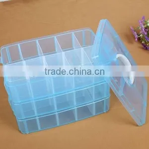 25*18.7*17cm Three Layers 30 Compartments Jewelry Adjustable Plastic Storage Box Jewelry Earring Bin Case Container thumbnail-6
