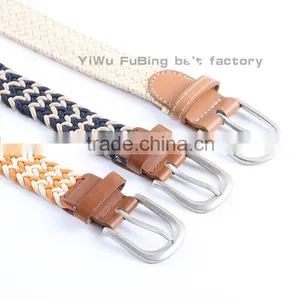 Custom Logo Mix Color Woven Braid Elastic Belt With Pin Buckle thumbnail-1