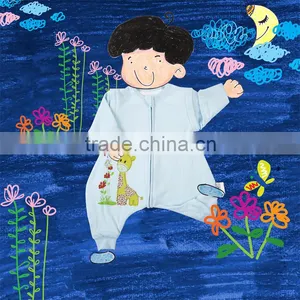 100% Cotton Anti Kicking Infant Child Foot Sleeping Bag Long Sleeve Without Filling Blue Style thumbnail-2