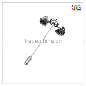 3D Silver Enamel Barbell Stick Pin thumbnail-1