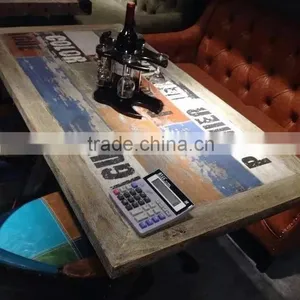 Vintage Industrial Wooden Dining Table for Sale thumbnail-1