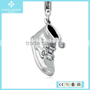 Silver Pendants Engraveable Baby Shoe Charm in Sterling Silver thumbnail-1