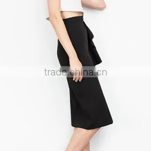 Guangzhou Supplier Famouse Brand Flouce Designer Black Straight Skirts 2015 Mature Women in Skirts thumbnail-3