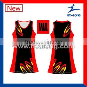 2014 New Design Top Quality Sublimation Netball Unforms for Sale thumbnail-1