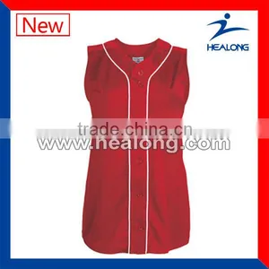 Wholesale Blank Plain Red Cheap Softball Uniforms thumbnail-1