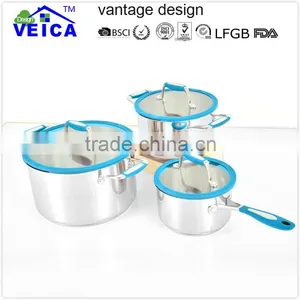 Vantage Design- High Quality 16cm/20cm/24cm Cookware Set With Impact Bonding Bottom and Silicone Handle/saucepan and Casserole thumbnail-1