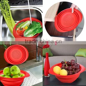 High Quality FDA Approved Collapsible Silicone Strainer Bowl thumbnail-6