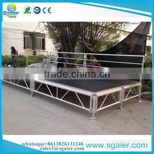 Low Cost Black Platform 4ft by 8ft Aluminum Portable Stage With Guardrail thumbnail-3