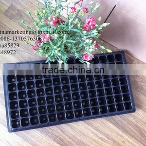 Custom Strong Quality Black Shining PS Plastic Flower Seed Starting Trays 98 Cell 530*280*55mm thumbnail-1