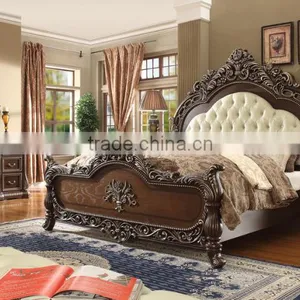 European Classical Bed/Baroque Solid Wood Royal Bedroom Furniture Set(MOQ=1 SET) thumbnail-1