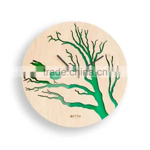 Modern Wall Clock "Bird", Large Wall Clock, Wooden Clock, Wood Decor White Bird Interior, Plywood, Handmade Clock thumbnail-1